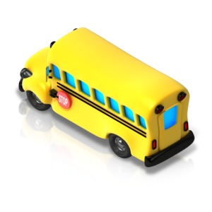School Bus Isometric back view PowerPoint clipart graphic preview.