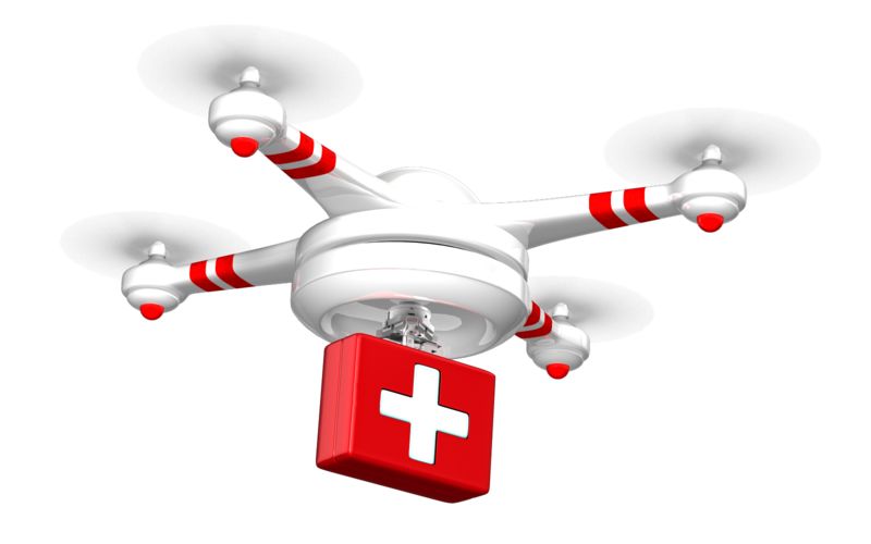 High-resolution clipart illustration of Drone Carrying Medical Supplies, designed for global supply chain management, commercial freight logistics, and enterprise distribution operations.