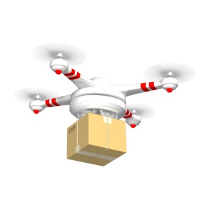 Drone Carrying Delivery Box PowerPoint clipart graphic preview.