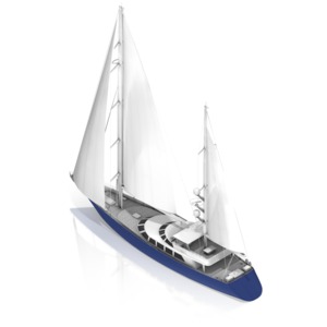 Sail Boat PowerPoint clipart graphic preview.