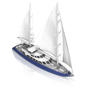 Sail Boat PowerPoint clipart graphic preview.