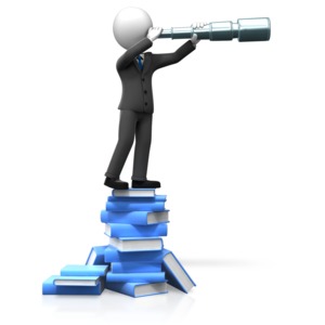 Man Spyglass Books PowerPoint clipart graphic preview.
