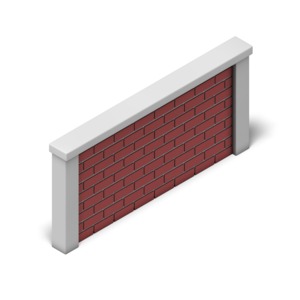 Brick Wall Isometric PowerPoint clipart graphic preview.