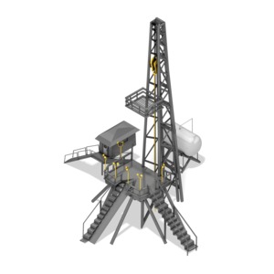 Oil Derrick PowerPoint clipart graphic preview.