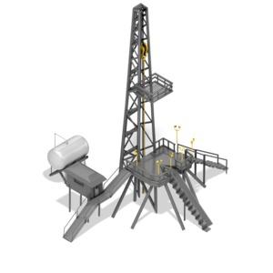 Oil Derrick PowerPoint clipart graphic preview.