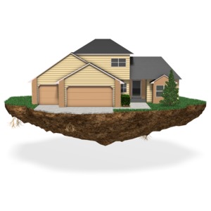 House On Chunk Of Land PowerPoint clipart graphic preview.
