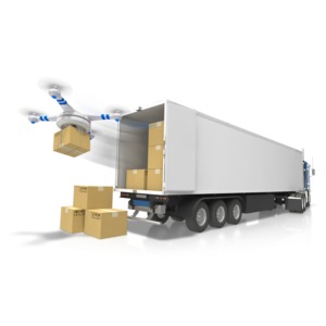 Semi With Drone Delivery PowerPoint clipart graphic preview.