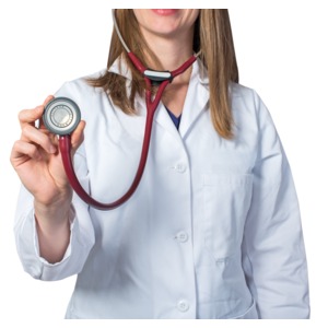 Doctor or Nurse Holding Stethoscope PowerPoint clipart graphic preview.