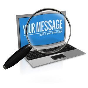 Magnifying Glass on  Laptop Customizable PowerPoint clipart graphic preview.
