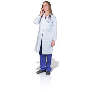 Female Doctor or Nurse Talking Phone PowerPoint clipart graphic preview.