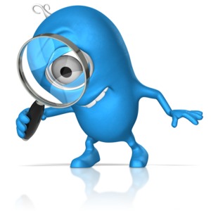 Character With Magnify Glass PowerPoint clipart graphic preview.