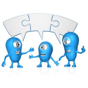 Joined Puzzle bubble Group Coversation PowerPoint clipart graphic preview.