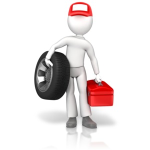 Tire Guy Wheel Toolbox PowerPoint clipart graphic preview.