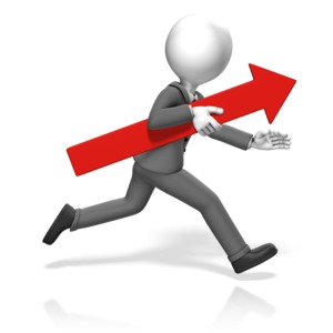 Business Man Run Arrow PowerPoint clipart graphic preview.