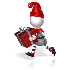 Elf Run Present PowerPoint clipart graphic preview.
