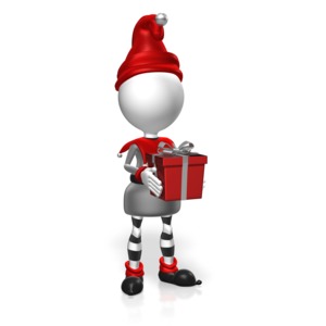 Elf Hold Present 2 PowerPoint clipart graphic preview.