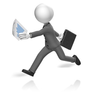 Businessman Run Paperwork PowerPoint clipart graphic preview.