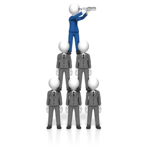 Businessman Pyramid Spyglass PowerPoint clipart graphic preview.
