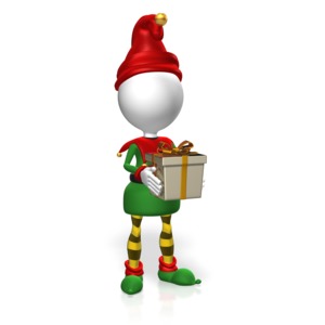 Elf Hold Present PowerPoint clipart graphic preview.