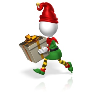 Elf Run Present PowerPoint clipart graphic preview.