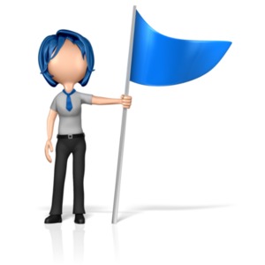 Business Woman Figure Holding Flag PowerPoint clipart graphic preview.
