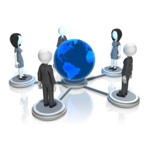 Business People Global Nodes PowerPoint clipart graphic preview.