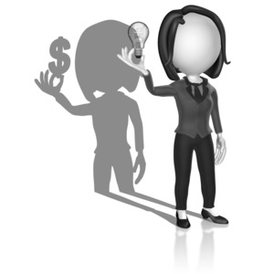 Shadow Woman Idea Money PowerPoint clipart graphic preview.
