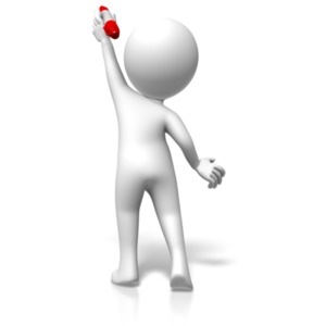 Figure Reaching Up Pen PowerPoint clipart graphic preview.