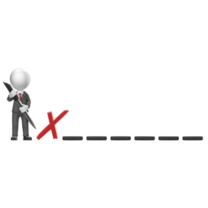 Businessman Sign Dotted Line PowerPoint clipart graphic preview.