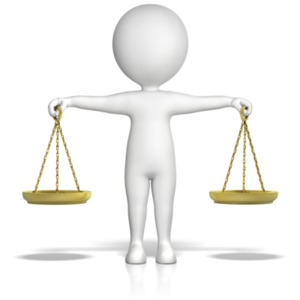 Figure Holding Justice Scales PowerPoint clipart graphic preview.