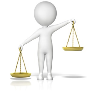 Figure Holding Justice Scales Uneven Lt PowerPoint clipart graphic preview.