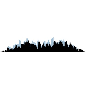 Cityscape Silhouette and Backdrop PowerPoint clipart graphic preview.