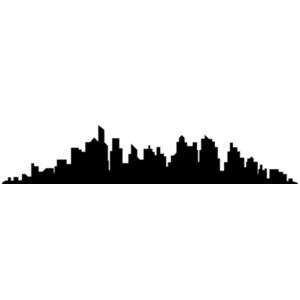Cityscape Silhouette PowerPoint clipart graphic preview.