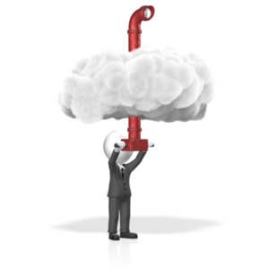 Businessman Cloud Periscope PowerPoint clipart graphic preview.