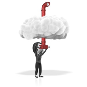 Business Woman Cloud Periscope PowerPoint clipart graphic preview.