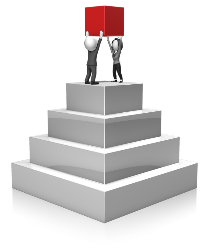 High-resolution clipart illustration of Business People Build Pyramid, designed for high-energy corporate team building, health and fitness promotions, and motivational athletic slide layouts.