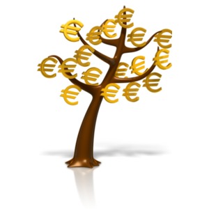 Euro Symbol Money Tree PowerPoint clipart graphic preview.