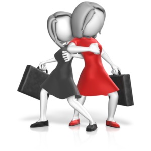 Dominance Businesswomen Stance PowerPoint clipart graphic preview.