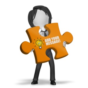 Woman With Puzzle Piece Customizable PowerPoint clipart graphic preview.