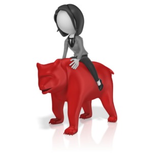 Business Woman Ride Bear PowerPoint clipart graphic preview.
