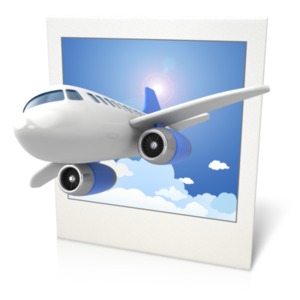 Airplane Clouds Photo 3D PowerPoint clipart graphic preview.
