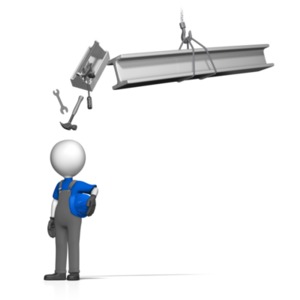 Toolbox Falling On Worker PowerPoint clipart graphic preview.