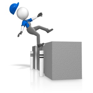 Figure Falling Off Loading Dock PowerPoint clipart graphic preview.