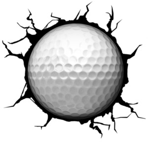 Crack Wall Golfball PowerPoint clipart graphic preview.