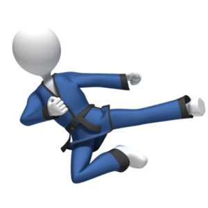 Flying Karate Kick PowerPoint clipart graphic preview.