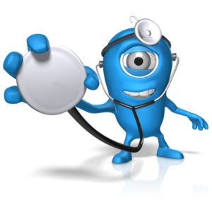 Character Holding Stethoscope PowerPoint clipart graphic preview.