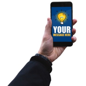 Man Holding Smartphone Customizable PowerPoint clipart graphic preview.