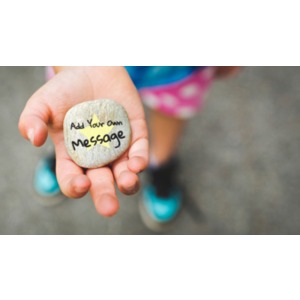 Girl Holding Rock Custom Customizable PowerPoint clipart graphic preview.