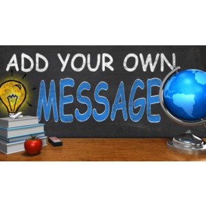 Chalkboard Behind Desk Customizable PowerPoint clipart graphic preview.