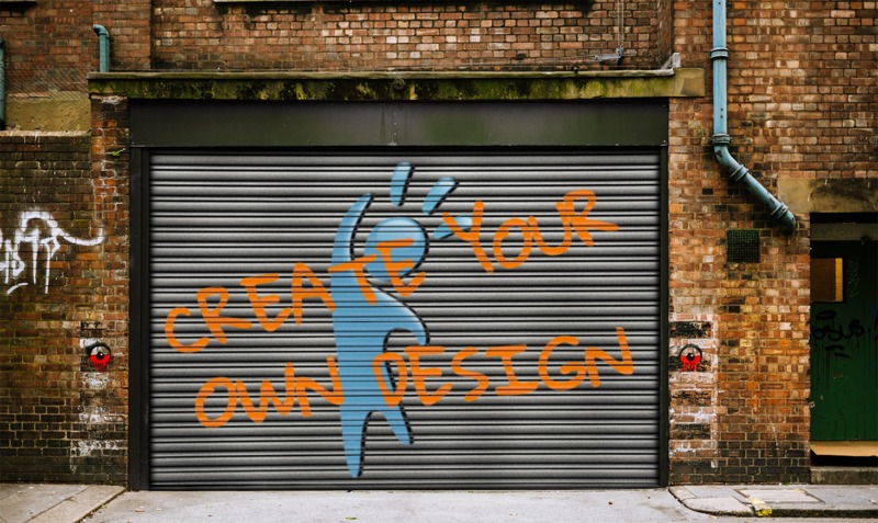 High-resolution customizable clipart of Graffiti On Warehouse Door Custom, designed for corporate facility safety compliance, residential property access control, and physical security asset management.